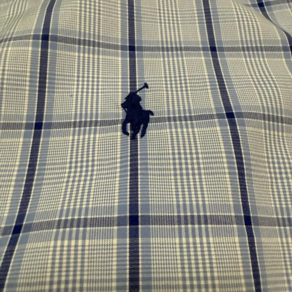 POLO Ralph Lauren Men's SLIM FIT Navy‎ Blue Check Dress Shirt 16 32/33 Medium